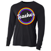 Teacher Rainbow Retro Gift For Teacher Cooling Performance Long Sleeve Crew