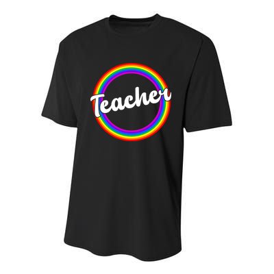 Teacher Rainbow Retro Gift For Teacher Youth Performance Sprint T-Shirt