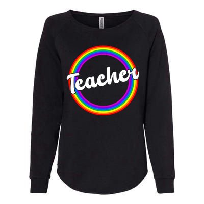 Teacher Rainbow Retro Gift For Teacher Womens California Wash Sweatshirt