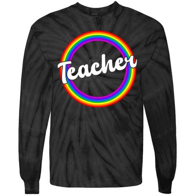 Teacher Rainbow Retro Gift For Teacher Tie-Dye Long Sleeve Shirt