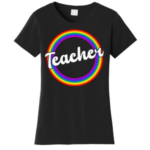 Teacher Rainbow Retro Gift For Teacher Women's T-Shirt