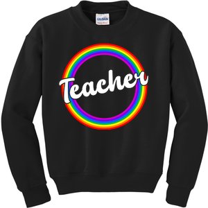 Teacher Rainbow Retro Gift For Teacher Kids Sweatshirt