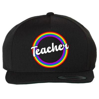 Teacher Rainbow Retro Gift For Teacher Wool Snapback Cap