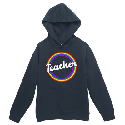 Teacher Rainbow Retro Gift For Teacher Urban Pullover Hoodie