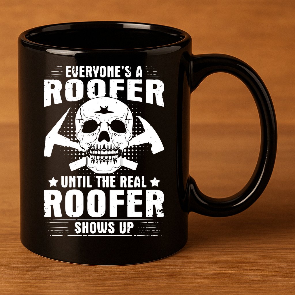 The Real Roofer Shows Up Funny Roofing For Men MM 11oz C Handle Ceramic Mug
