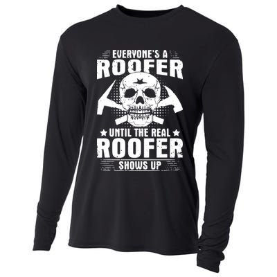 The Real Roofer Shows Up Funny Roofing For Men MM Cooling Performance Long Sleeve Crew