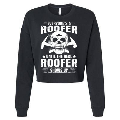The Real Roofer Shows Up Funny Roofing For Men MM Cropped Pullover Crew