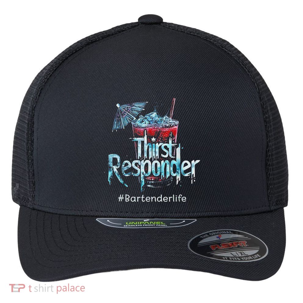Thirst Response Responder Funny Bartender Mixologists Flexfit Unipanel Trucker Cap