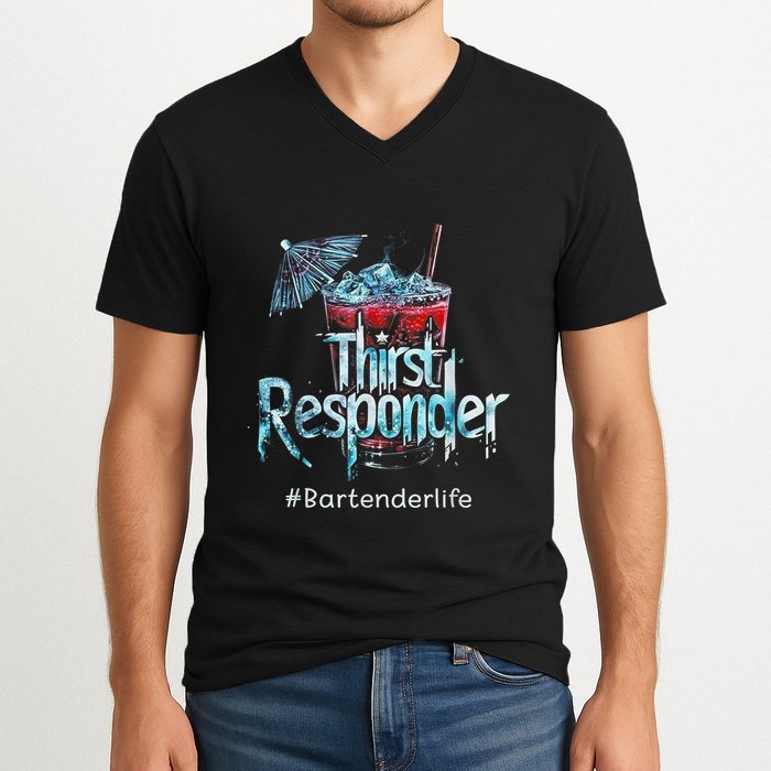 Thirst Response Responder Funny Bartender Mixologists V-Neck T-Shirt
