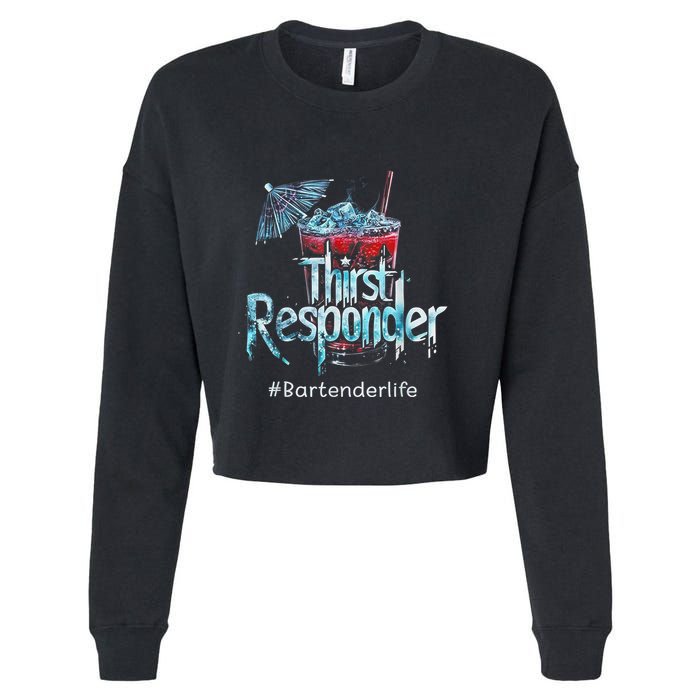Thirst Response Responder Funny Bartender Mixologists Cropped Pullover Crew