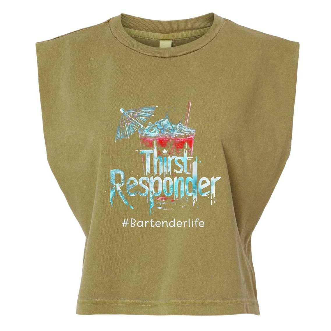 Thirst Response Responder Funny Bartender Mixologists Garment-Dyed Women's Muscle Tee