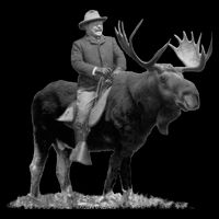 Teddy Roosevelt Riding A Bull Moose 7-Panel Snapback Hat