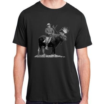 Teddy Roosevelt Riding A Bull Moose Adult ChromaSoft Performance T-Shirt