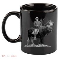 Teddy Roosevelt Riding A Bull Moose 11oz C Handle Ceramic Mug