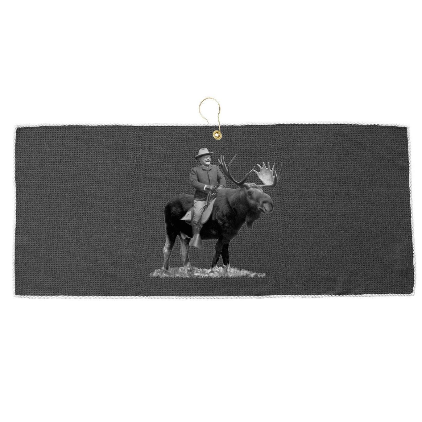 Teddy Roosevelt Riding A Bull Moose Large Microfiber Waffle Golf Towel
