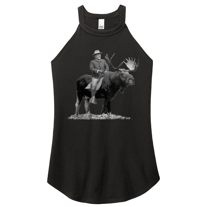 Teddy Roosevelt Riding A Bull Moose Women's Perfect Tri Rocker Tank