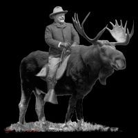 Teddy Roosevelt Riding A Bull Moose Womens T-Shirt