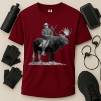 Teddy Roosevelt Riding A Bull Moose Cooling Performance Crew T-Shirt