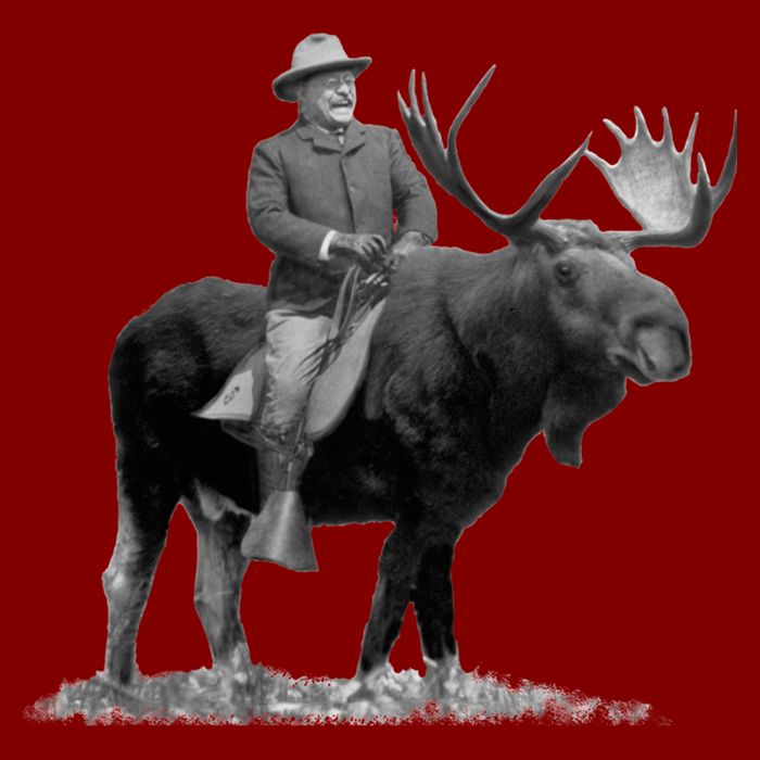Teddy Roosevelt Riding A Bull Moose Cooling Performance Crew T-Shirt