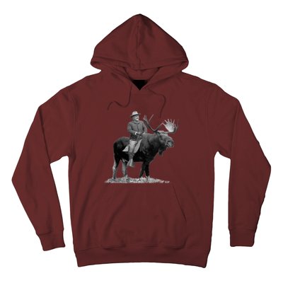 Teddy Roosevelt Riding A Bull Moose Hoodie