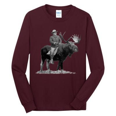 Teddy Roosevelt Riding A Bull Moose Tall Long Sleeve T-Shirt