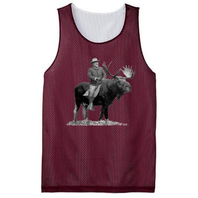 Teddy Roosevelt Riding A Bull Moose Mesh Reversible Basketball Jersey Tank