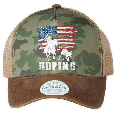 Team Roping Roper Usa American Flag Header Heeler Horse Legacy Tie Dye Trucker Hat