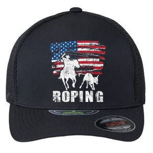 Team Roping Roper Usa American Flag Header Heeler Horse Flexfit Unipanel Trucker Cap