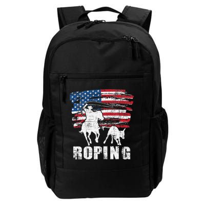 Team Roping Roper Usa American Flag Header Heeler Horse Backpack