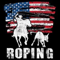 Team Roping Roper Usa American Flag Header Heeler Horse Button