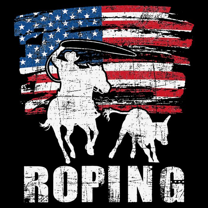 Team Roping Roper Usa American Flag Header Heeler Horse Button