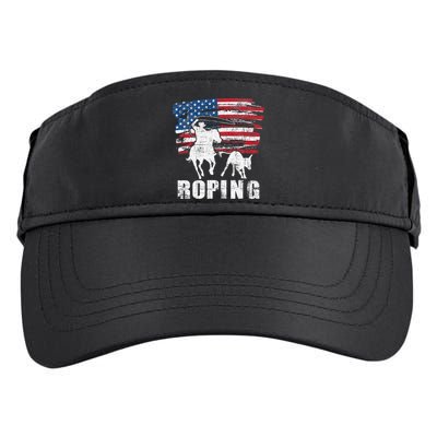 Team Roping Roper Usa American Flag Header Heeler Horse Adult Drive Performance Visor