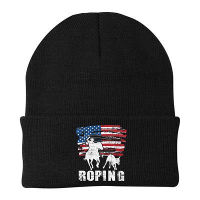 Team Roping Roper Usa American Flag Header Heeler Horse Beanie