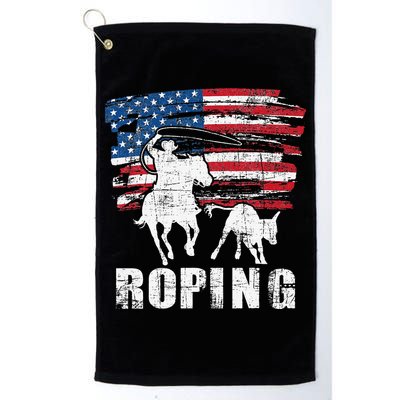 Team Roping Roper Usa American Flag Header Heeler Horse Golf Towel