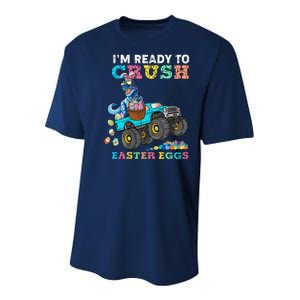 T Rex Ready To Crush Easter Eggs Youth Performance Sprint T-Shirt