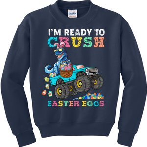 T Rex Ready To Crush Easter Eggs Kids Sweatshirt