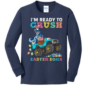 T Rex Ready To Crush Easter Eggs Kids Long Sleeve Shirt