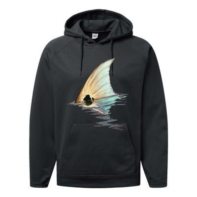 Tailing Redfish Redfish Tail Red Drum Fish Performance Fleece Hoodie