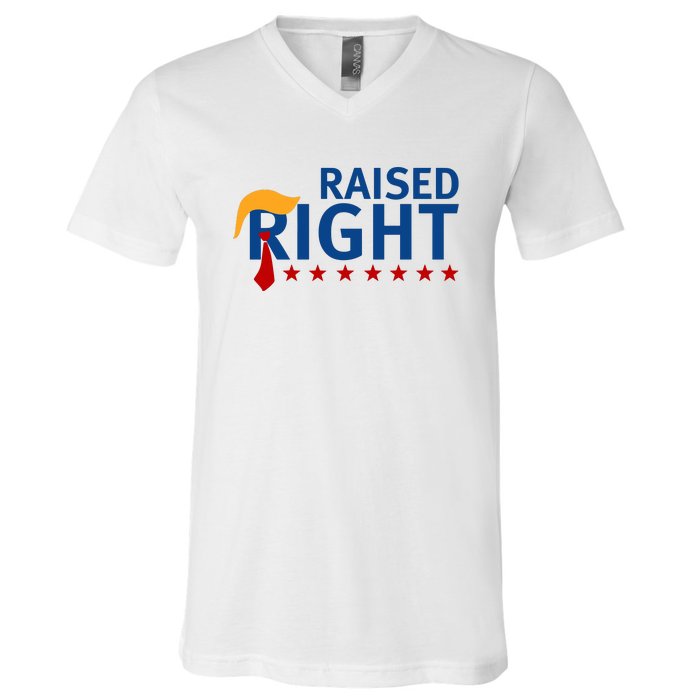 Trump Raised Right V-Neck T-Shirt