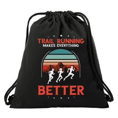 Trail Running Retro Makes Everything Better Running Trails Drawstring Bag