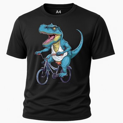 T Rex Riding Bike Funny Bicycle Rider Cycling Dinosaur Performance Shirt