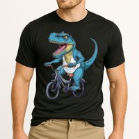 T Rex Riding Bike Funny Bicycle Rider Cycling Dinosaur Cooling Performance Crew T-Shirt
