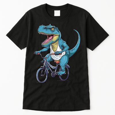 T Rex Riding Bike Funny Bicycle Rider Cycling Dinosaur Tall T-Shirt