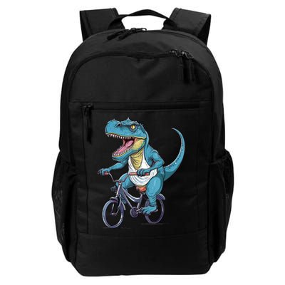 T Rex Riding Bike Funny Bicycle Rider Cycling Dinosaur Backpack