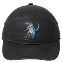 T Rex Riding Bike Funny Bicycle Rider Cycling Dinosaur 7-Panel Snapback Hat