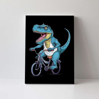 T Rex Riding Bike Funny Bicycle Rider Cycling Dinosaur Canvas