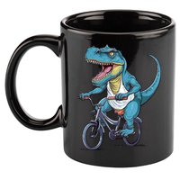T Rex Riding Bike Funny Bicycle Rider Cycling Dinosaur 11oz C Handle Ceramic Mug