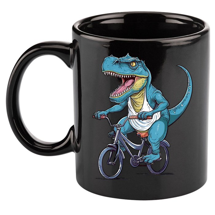 T Rex Riding Bike Funny Bicycle Rider Cycling Dinosaur 11oz C Handle Ceramic Mug