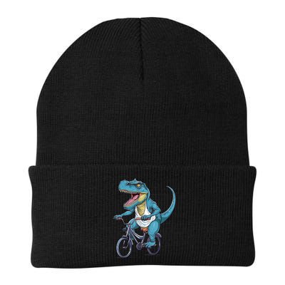 T Rex Riding Bike Funny Bicycle Rider Cycling Dinosaur Beanie