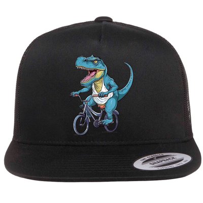 T Rex Riding Bike Funny Bicycle Rider Cycling Dinosaur Flatbill Hat